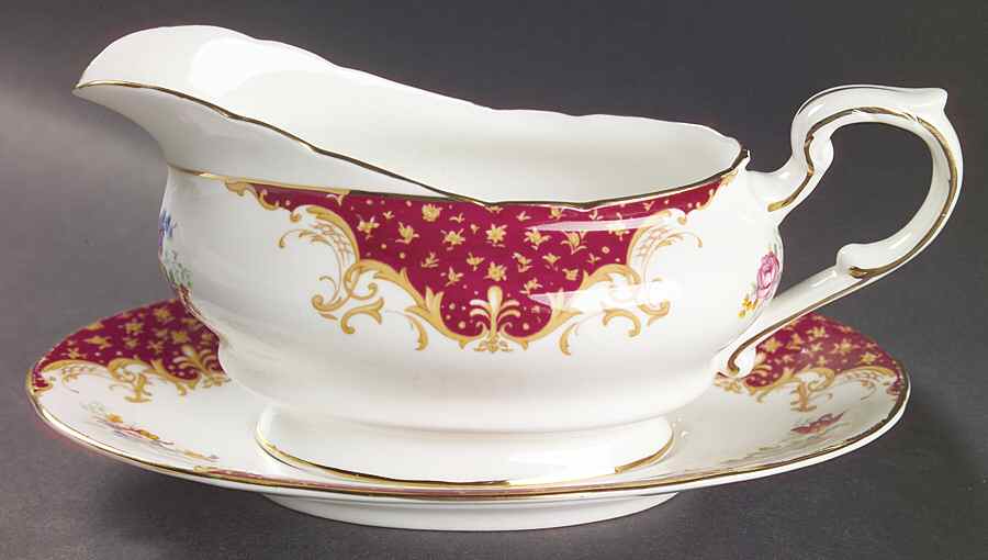 Rockingham Red Gravy Boat & Underplate by Paragon-1