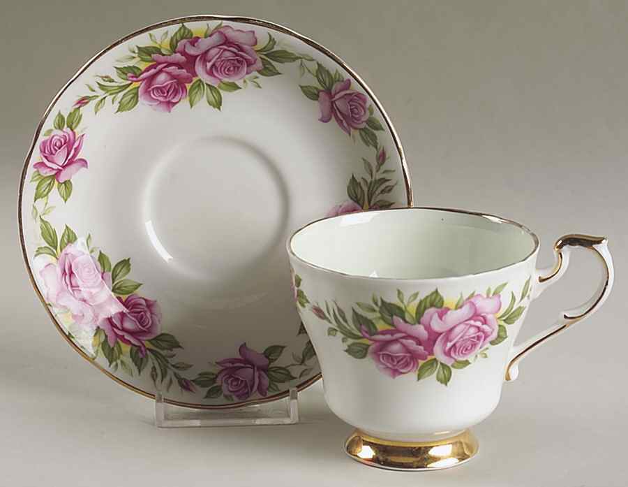 Six World Famous Roses (Older) Footed Cup & Saucer Set by Paragon-1