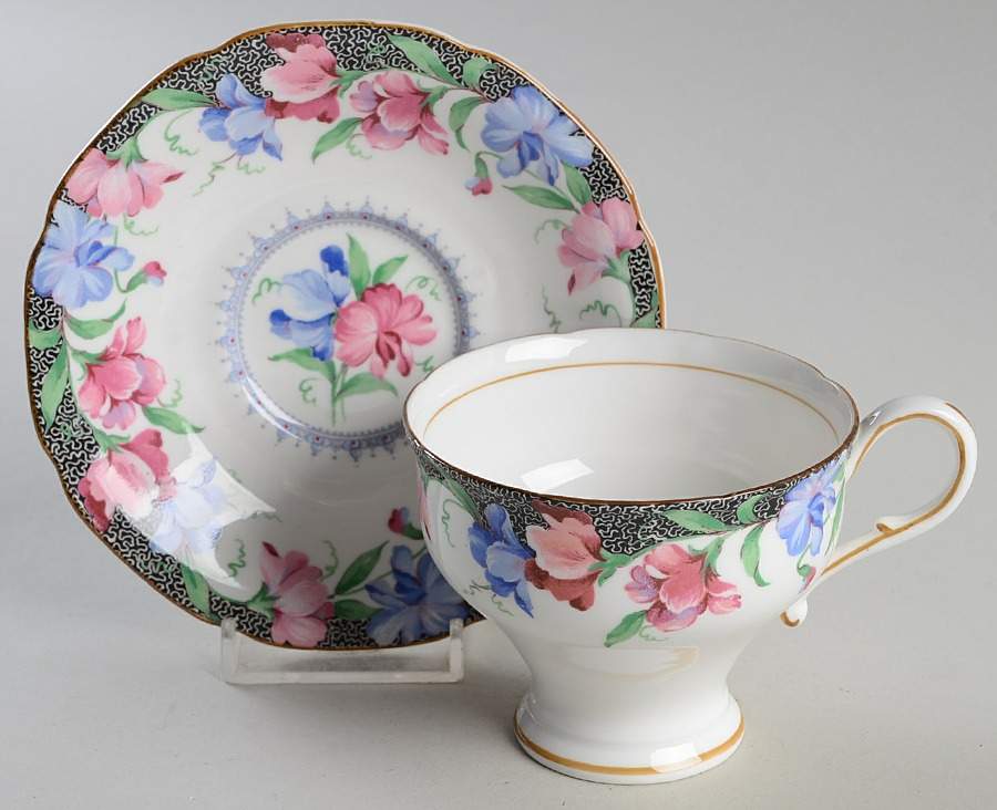 Sweet Pea Footed Cup & Saucer Set by Paragon-1