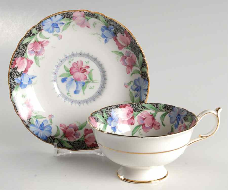 Sweet Pea Footed Cup & Saucer Set by Paragon-1