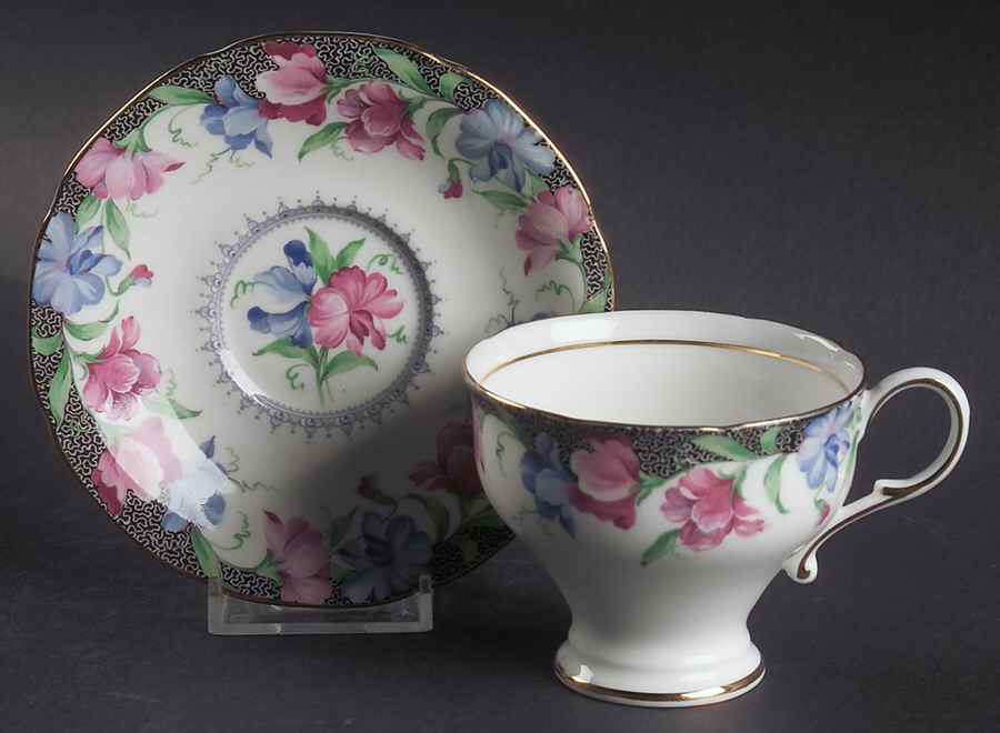 Sweet Pea Footed Cup & Saucer Set by Paragon-1