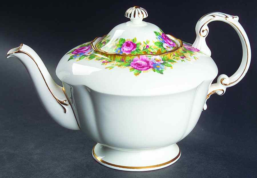 Tapestry Rose White Teapot & Lid by Paragon-1