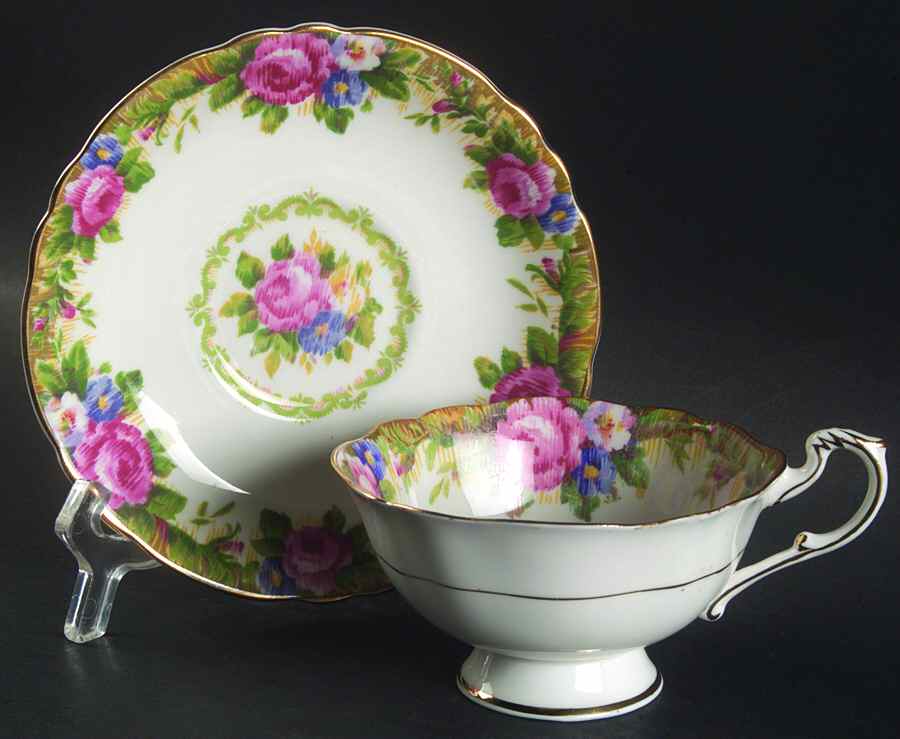 Tapestry Rose White Footed Cup & Saucer Set by Paragon-1