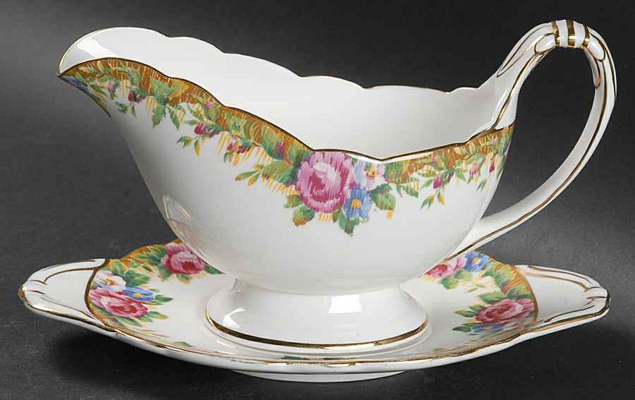 Tapestry Rose White Gravy Boat & Underplate by Paragon-1