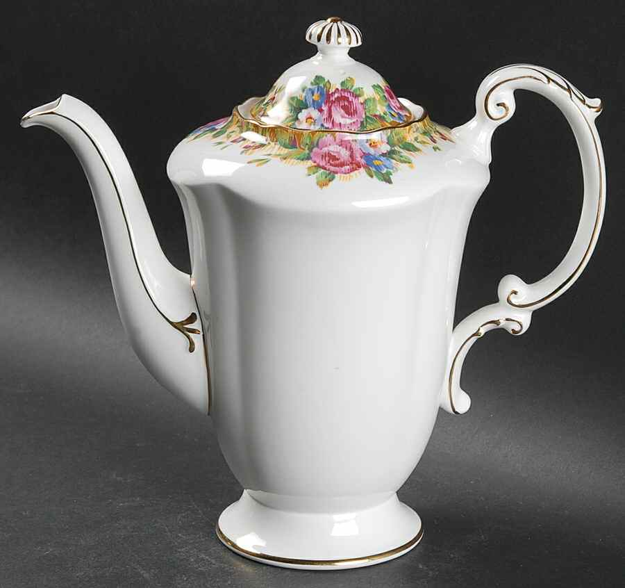 Tapestry Rose White Coffee Pot & Lid by Paragon-1