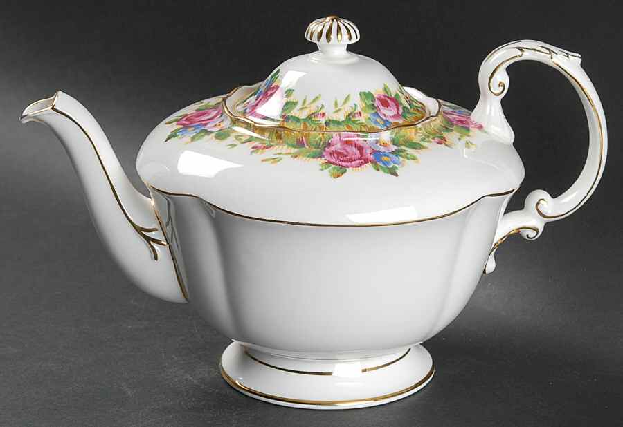 Tapestry Rose White Teapot & Lid by Paragon-1