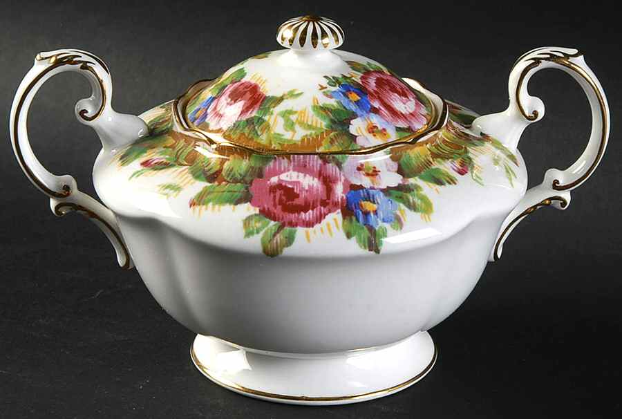 Tapestry Rose White Sugar Bowl & Lid by Paragon-1