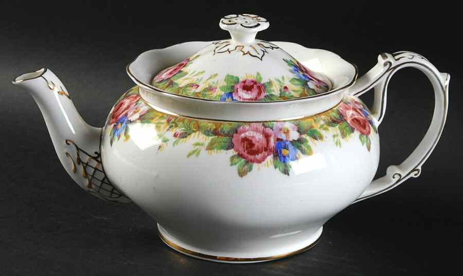 Tapestry Rose White Teapot & Lid by Paragon-1