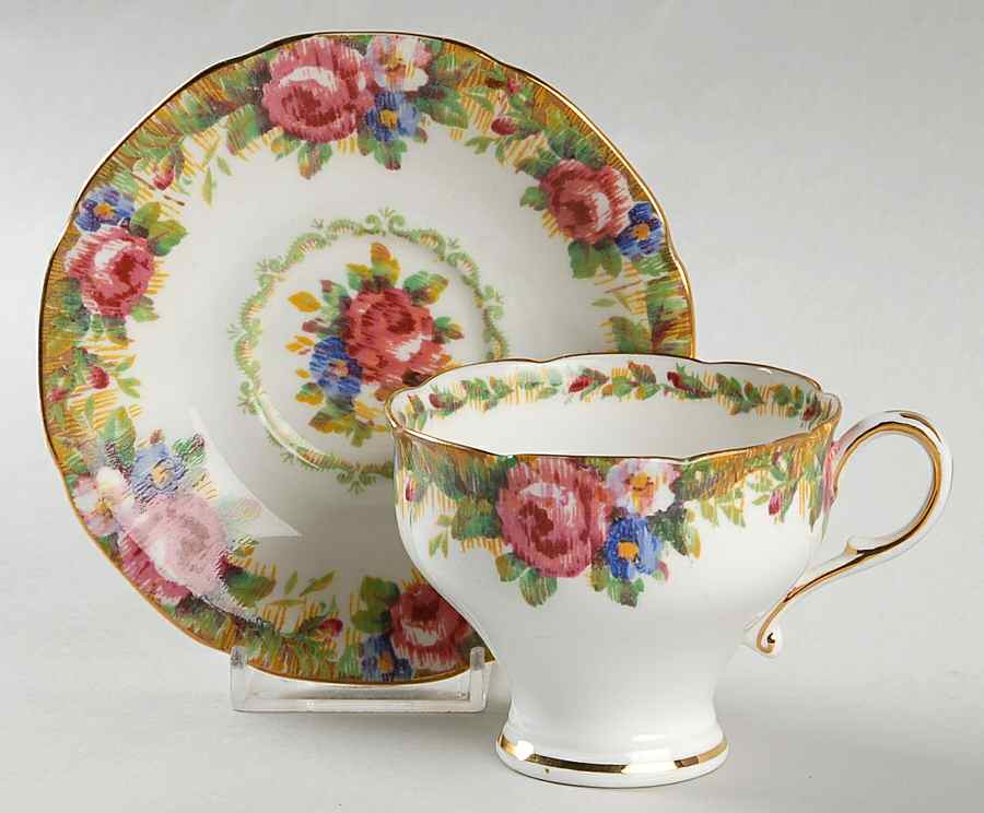 Tapestry Rose White Flat Cup & Saucer Set by Paragon-1