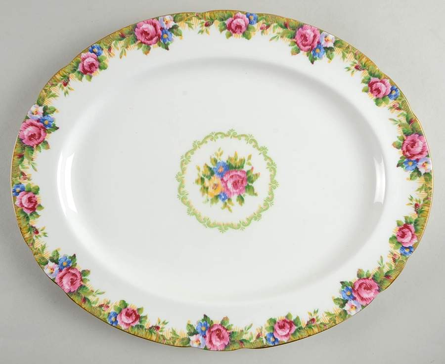 Tapestry Rose White 14" Oval Serving Platter by Paragon-1