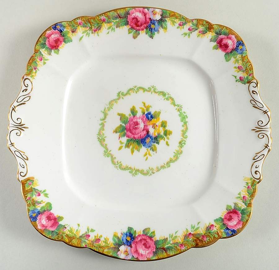 Tapestry Rose White Square Handled Cake Plate by Paragon-1