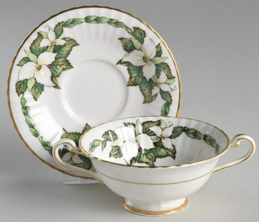 Trillium Footed Cream Soup Bowl & Saucer Set by Paragon-1
