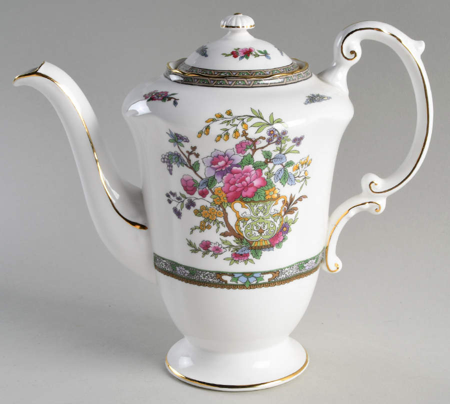 Tree of Kashmir (Gold Trim, Scalloped) Coffee Pot & Lid by Paragon-1