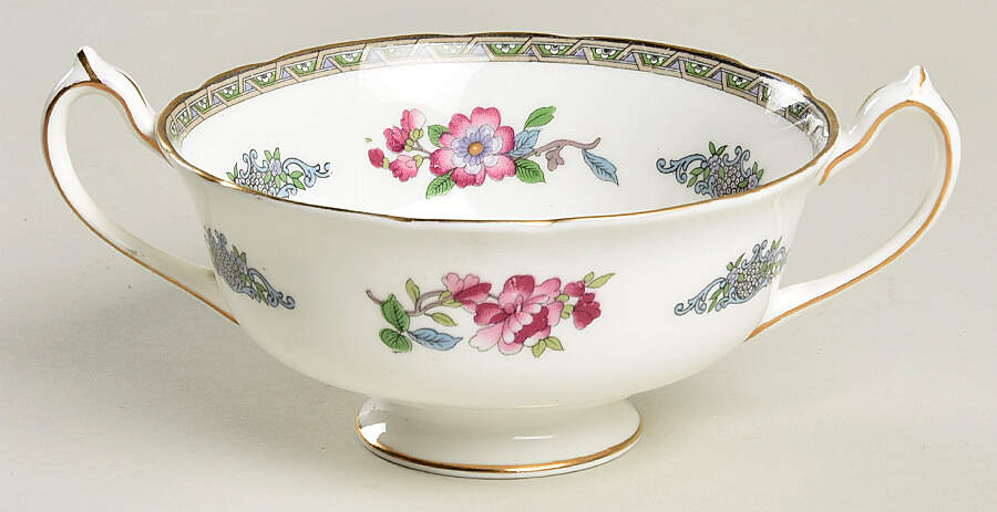 Tree of Kashmir (Gold Trim, Scalloped) Footed Cream Soup Bowl by Paragon-1