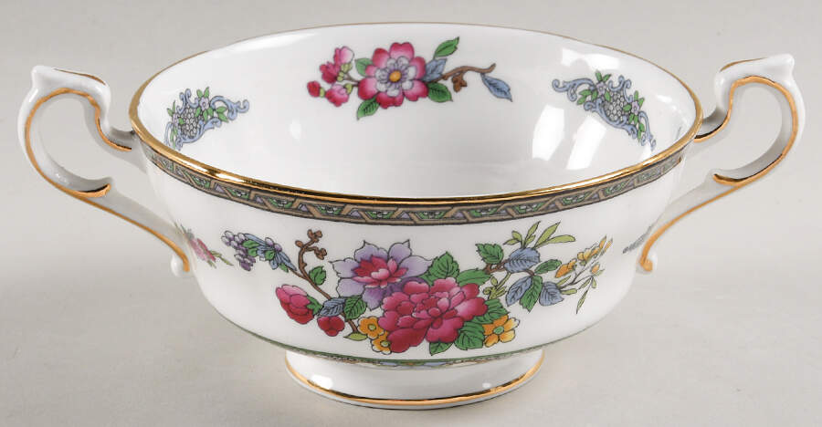 Tree of Kashmir (Gold Trim, Scalloped) Footed Cream Soup Bowl by Paragon-1