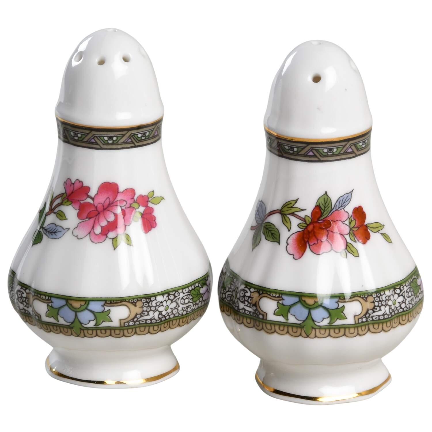Tree of Kashmir (Gold Trim, Scalloped) Salt & Pepper Set by Paragon-1