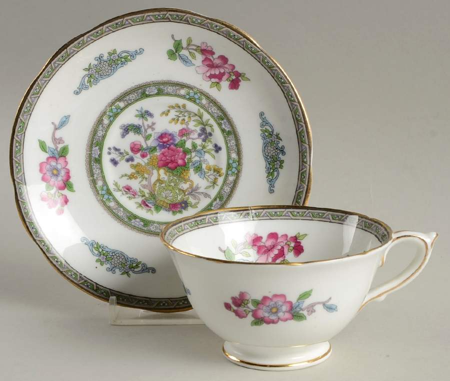 Tree of Kashmir (Gold Trim, Scalloped) Footed Cup & Saucer Set by Paragon-1