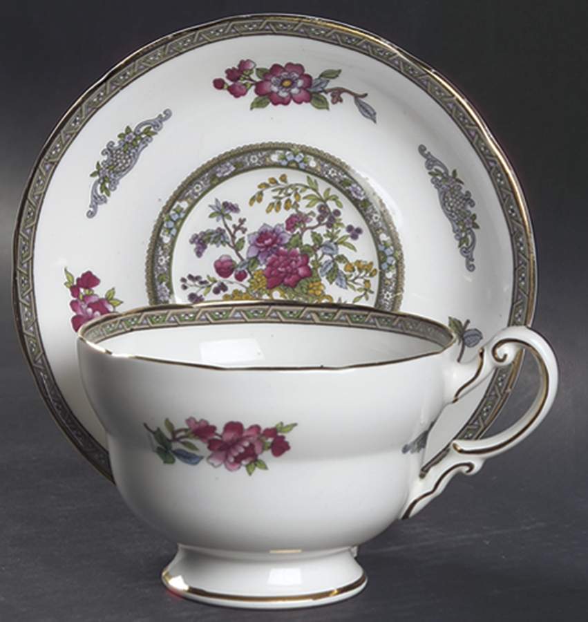 Tree of Kashmir (Gold Trim, Scalloped) Oversized Cup & Saucer Set by Paragon-1