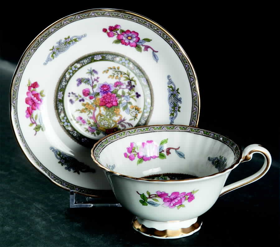 Tree of Kashmir (Gold Trim, Scalloped) Footed Cup & Saucer Set by Paragon-1