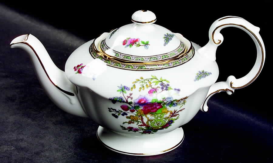 Tree of Kashmir (Gold Trim, Scalloped) Mini Teapot & Lid by Paragon-1