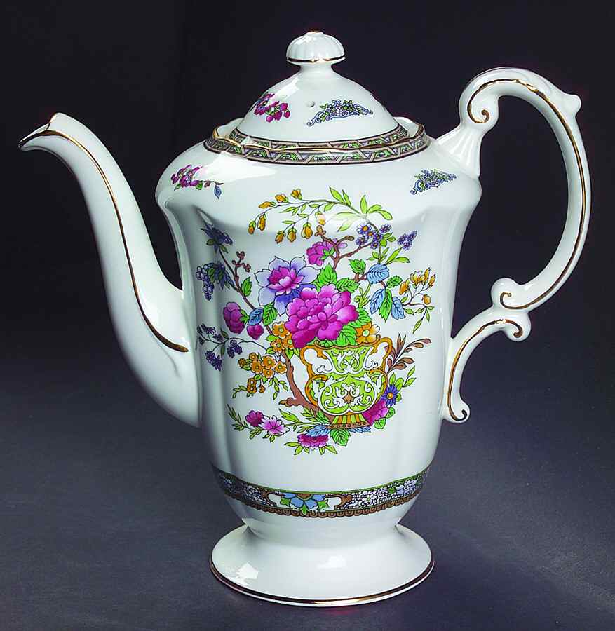 Tree of Kashmir (Gold Trim, Scalloped) Small Coffee Pot & Lid by Paragon-1