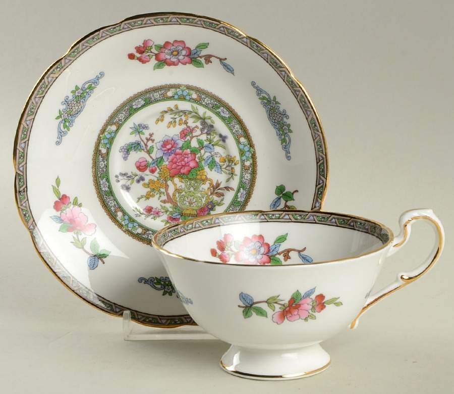 Tree of Kashmir (Gold Trim, Scalloped) Footed Cup & Saucer Set by Paragon-1