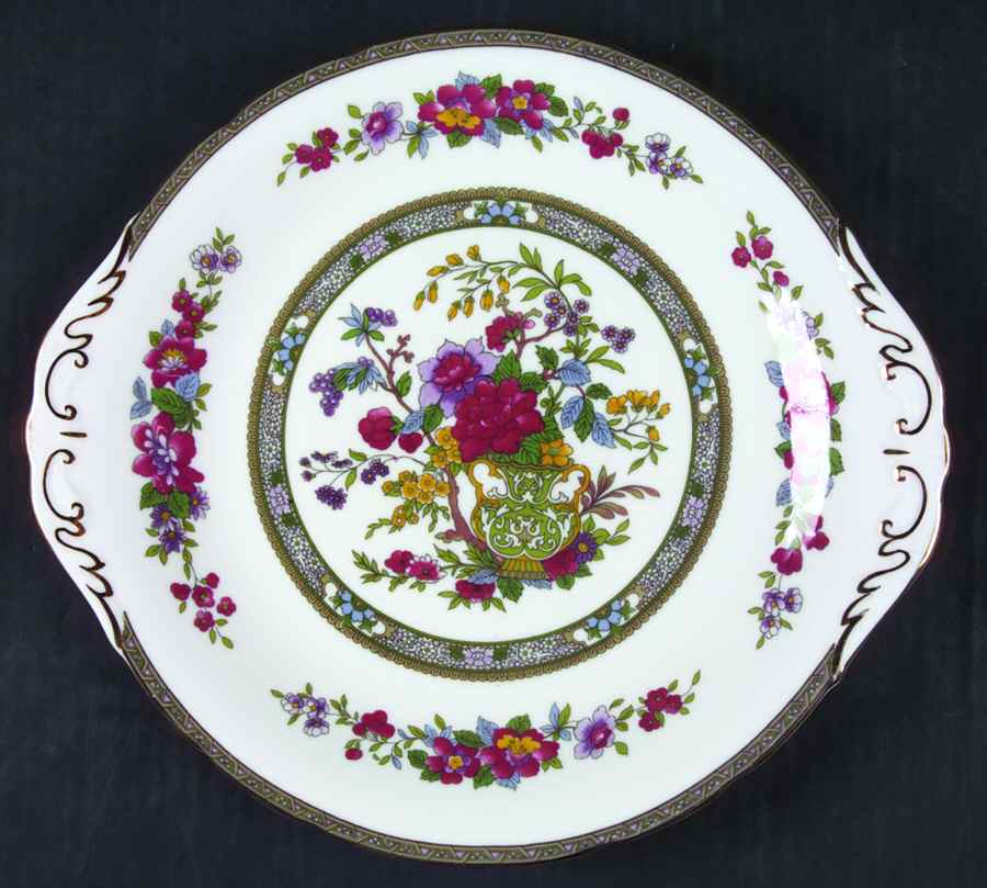 Tree of Kashmir (Gold Trim, Scalloped) Handled Cake Plate by Paragon-1