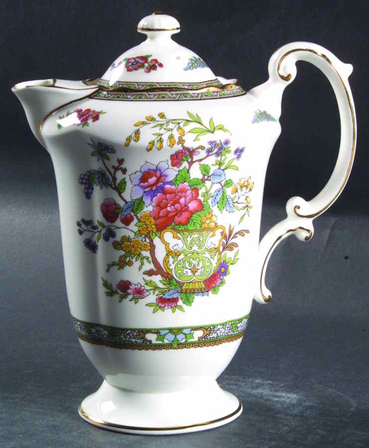 Tree of Kashmir (Gold Trim, Scalloped) Hot Water Jug & Lid by Paragon-1