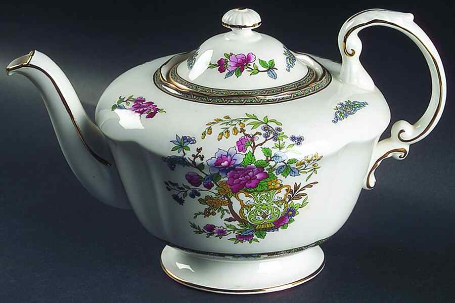 Tree of Kashmir (Gold Trim, Scalloped) Teapot & Lid by Paragon-1