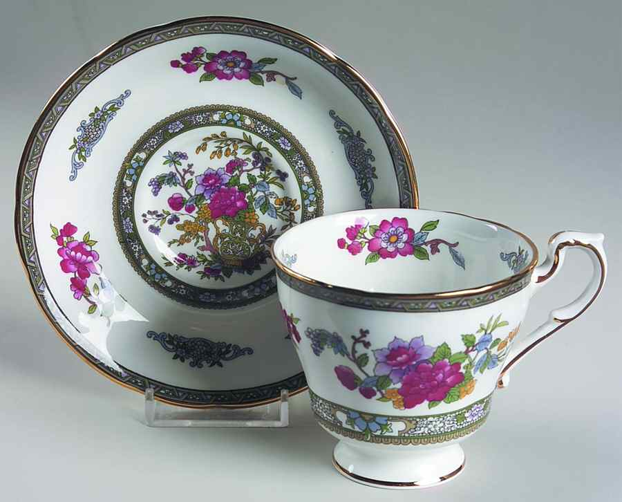 Tree of Kashmir (Gold Trim, Scalloped) Footed Cup & Saucer Set by Paragon-1