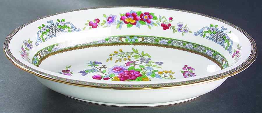 Tree of Kashmir (Gold Trim, Scalloped) 10" Oval Vegetable Bowl by Paragon-1