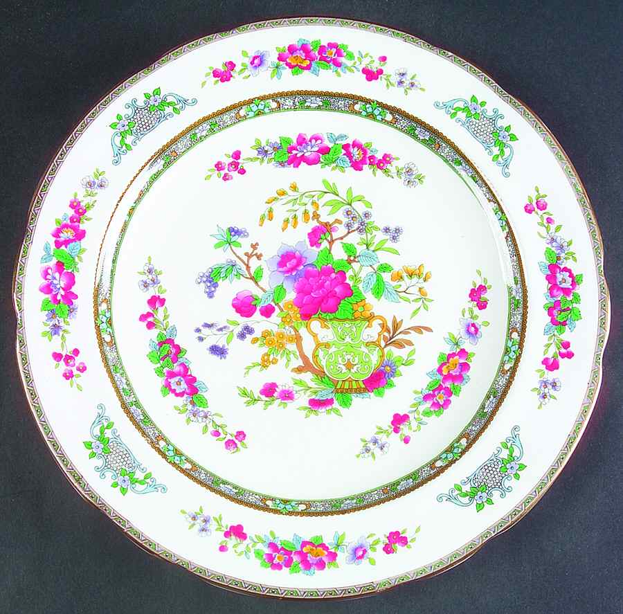 Tree of Kashmir (Gold Trim, Scalloped) 12" Chop Plate (Round Platter) by Paragon-1