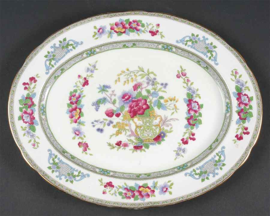 Tree of Kashmir (Gold Trim, Scalloped) 12" Oval Serving Platter by Paragon-1