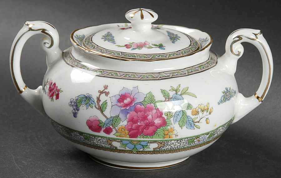 Tree of Kashmir (Gold Trim, Scalloped) Sugar Bowl & Lid by Paragon-1