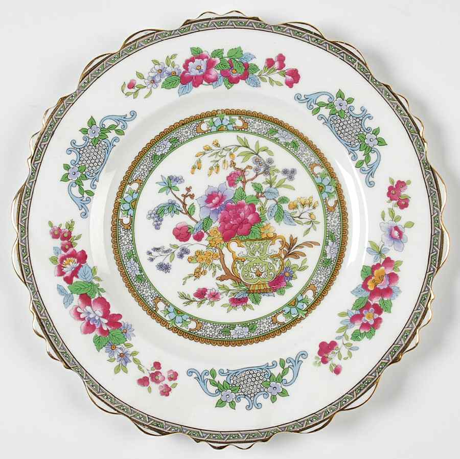 Tree of Kashmir (Gold Trim, Scalloped) Scalloped Luncheon Plate by Paragon-1