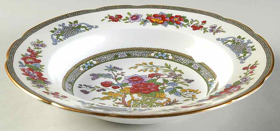 Tree of Kashmir (Gold Trim, Scalloped) Large Rim Soup Bowl by Paragon-1