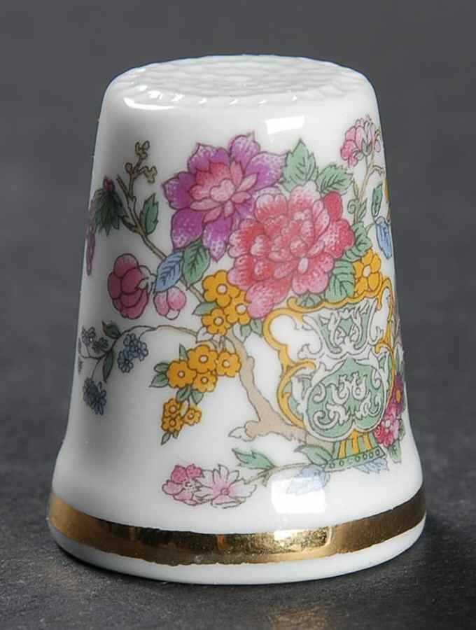 Tree of Kashmir (Gold Trim, Scalloped) Thimble by Paragon-1