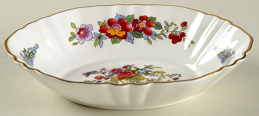 Tree of Kashmir (Gold Trim, Scalloped) Oval Sweet Meat Dish by Paragon-1