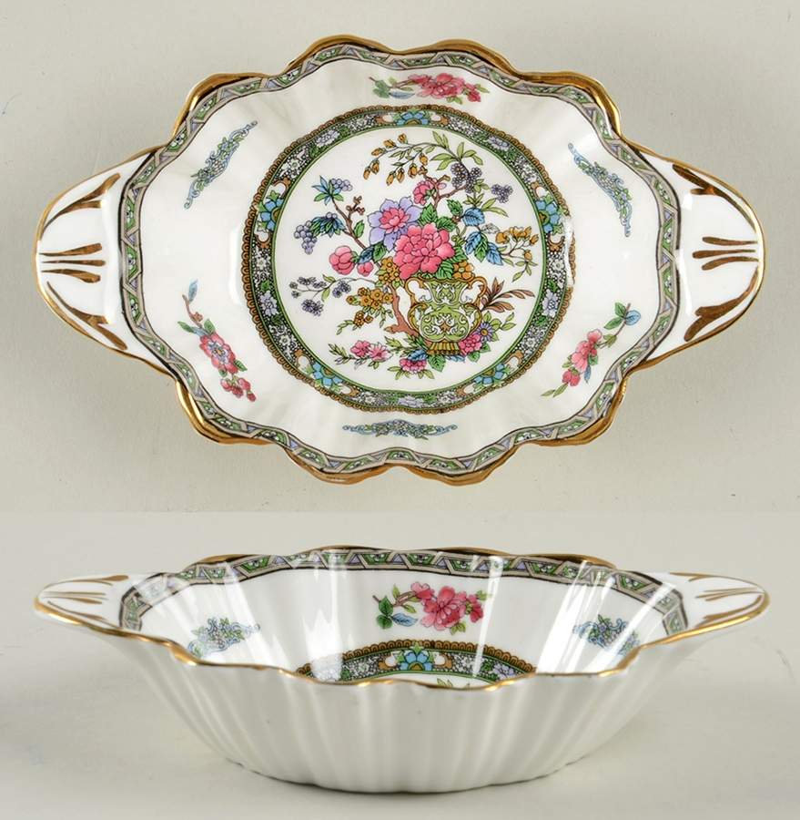 Tree of Kashmir (Gold Trim, Scalloped) 5" Oval Sweet Meat Dish by Paragon-1