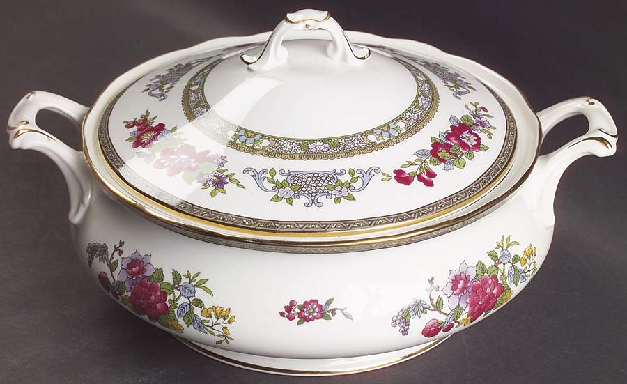 Tree of Kashmir (Gold Trim, Scalloped) Round Covered Vegetable by Paragon-1