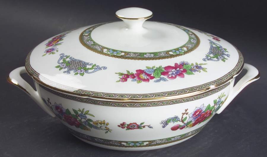 Tree of Kashmir (Gold Trim, Scalloped) Round Covered Vegetable by Paragon-1