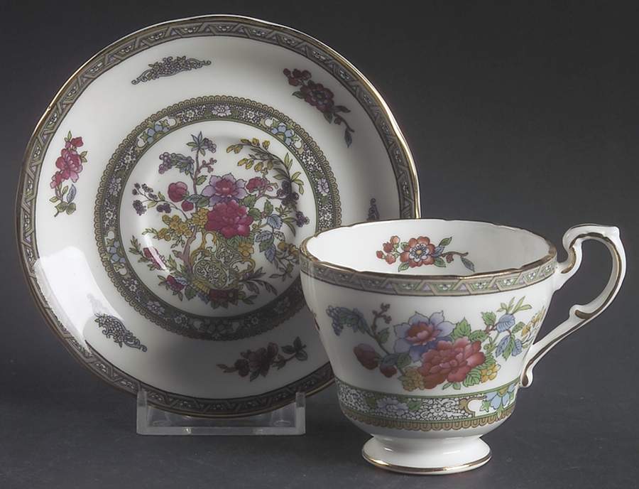Tree of Kashmir (Gold Trim, Scalloped) Footed Demitasse Cup & Saucer Set by Paragon-1