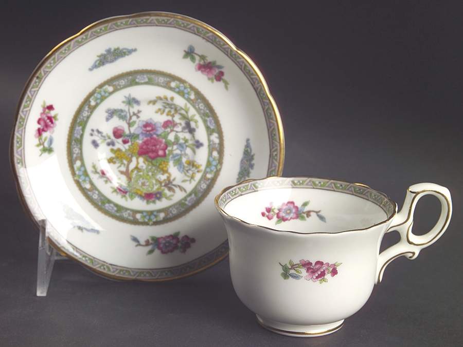 Tree of Kashmir (Gold Trim, Scalloped) Footed Demitasse Cup & Saucer Set by Paragon-1