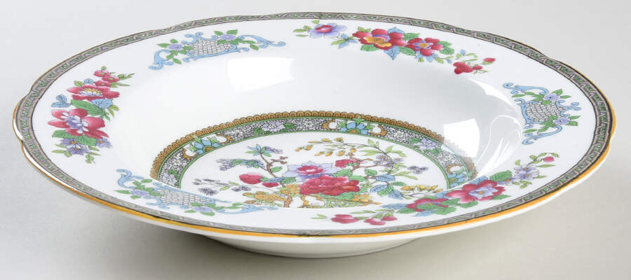 Tree of Kashmir (Mustard Trim, Scalloped) Rim Soup Bowl by Paragon-1