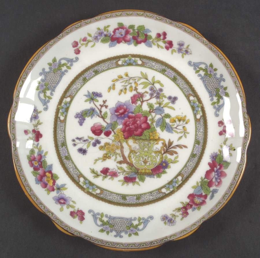Tree of Kashmir (Mustard Trim, Scalloped) Coupe Salad Plate by Paragon-1