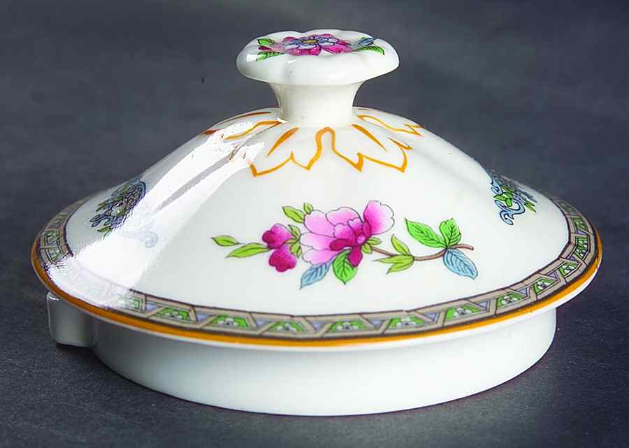 Tree of Kashmir (Mustard Trim, Smooth) Lid for Teapot by Paragon-1