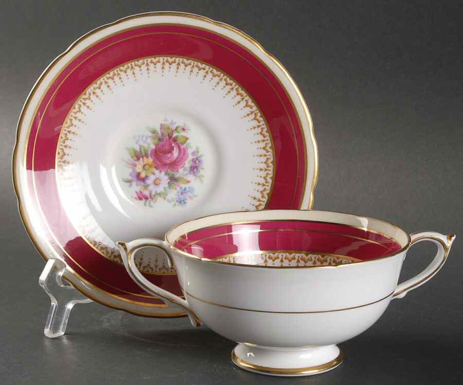 Varsity Footed Cream Soup Bowl & Saucer Set by Paragon-1