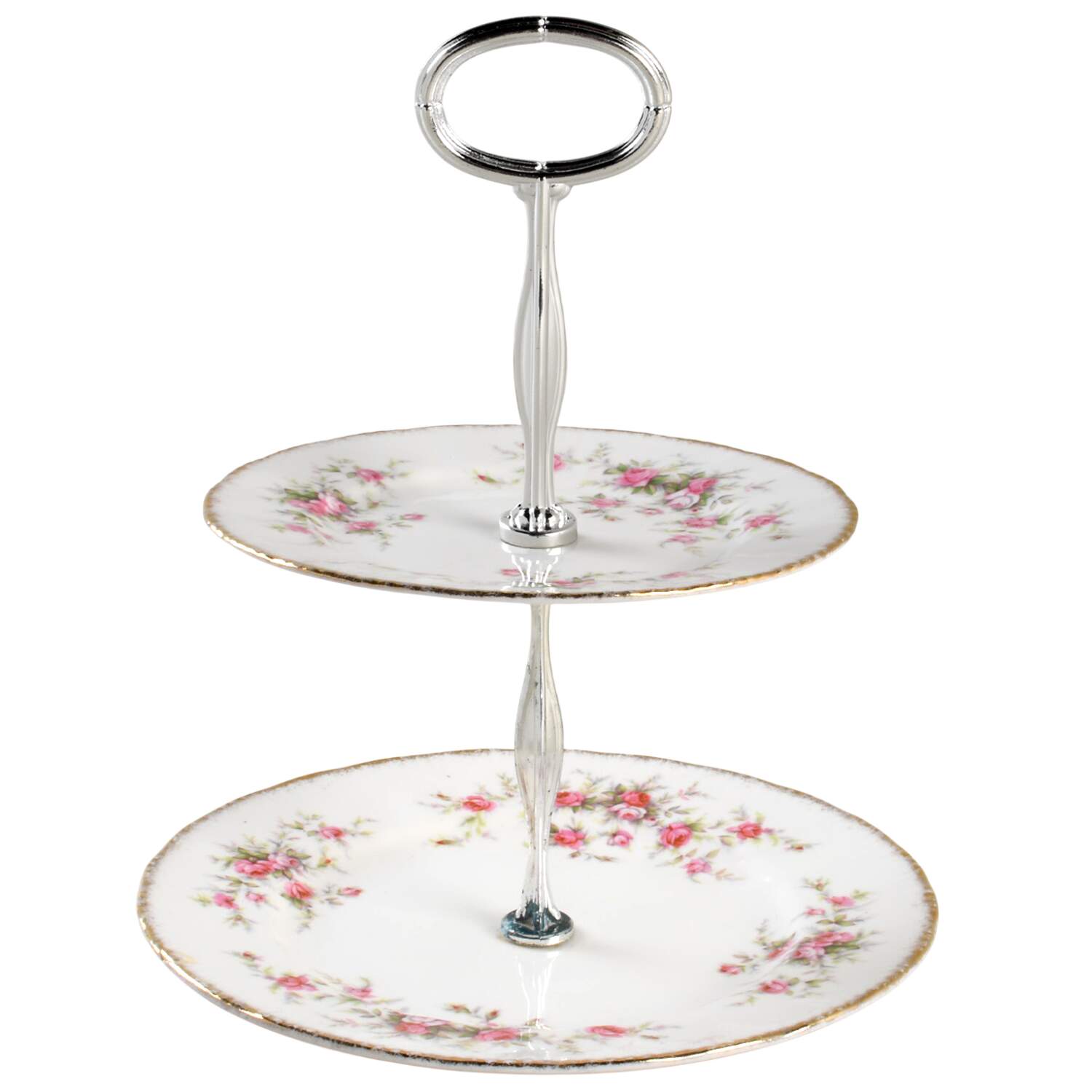 Victoriana Rose 2-Tiered Serving Tray (Salad & Bread/Butter Plate) by Paragon-1