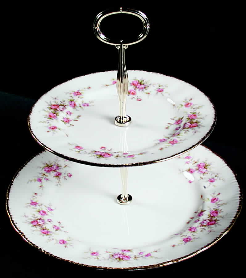 Victoriana Rose 6 5/8"-10"  2 Tiered Serving Tray (Dp, Sp) HC by Paragon-1