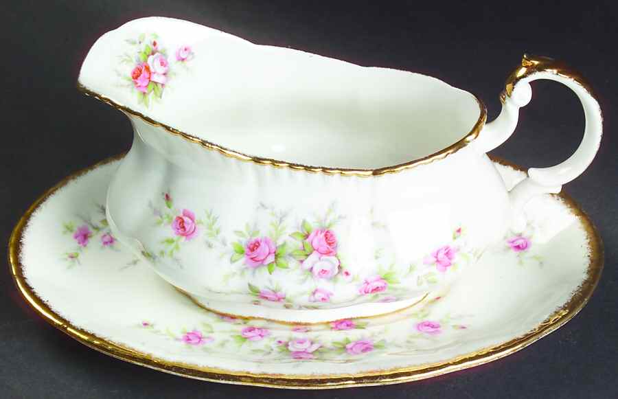 Victoriana Rose Gravy Boat & Underplate by Paragon-1